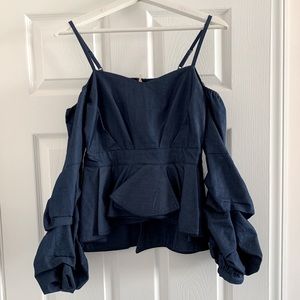 Gracia Ruffle Off Shoulder Denim Top